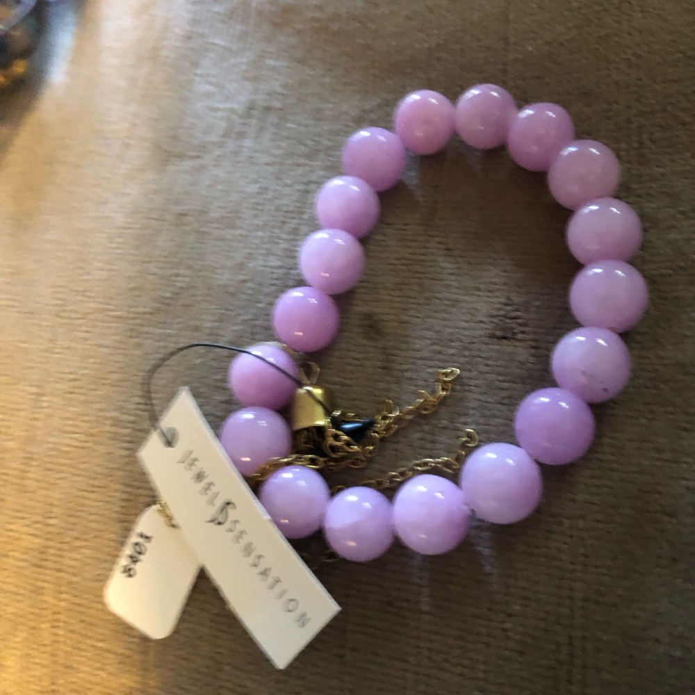 Lavender Jade Bracelet with Gold Tassel- 6A $35 or $30 w/offer